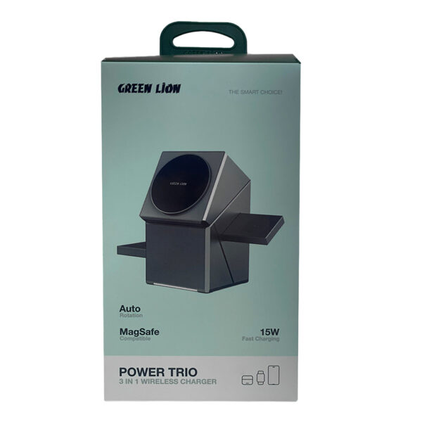 Green Lion Power Trio 3-in-1 Wireless Charger with MagSafe Compatibility and 15W Fast Charging - Image 2